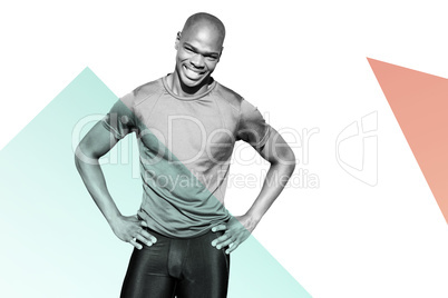 Composite image of sportsman smiling and posing on a white backg