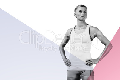 Composite image of sporty woman posing