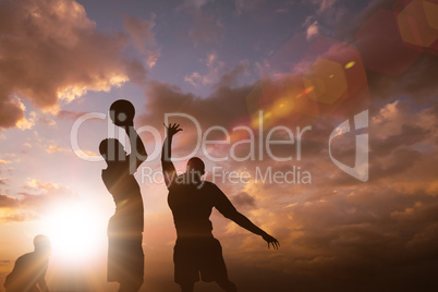 Composite image of football player getting ready for a throw