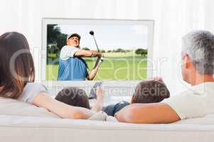 Composite image of view of a man playing golf