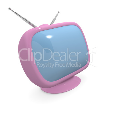 Pink retro styled television, 3d rendering