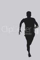 Composite image of fit man running against white background