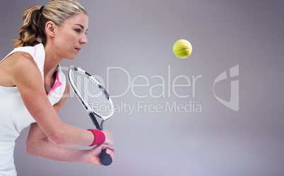 Composite image of athlete playing tennis with a racket