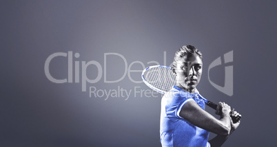 Composite image of tennis player playing tennis with a racket