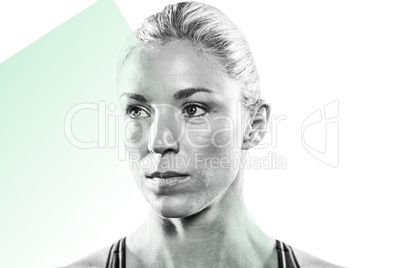 Composite image of close-up of serious female athlete