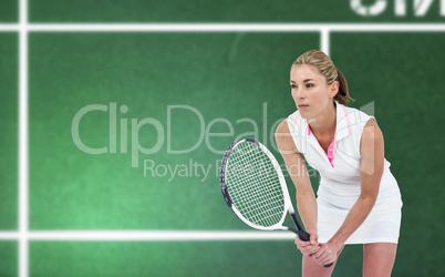 Composite image of athlete playing tennis with a racket