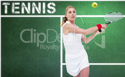 Composite image of athlete playing tennis with a racket