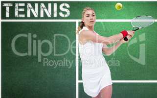 Composite image of athlete playing tennis with a racket