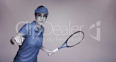 Composite image of female athlete playing tennis