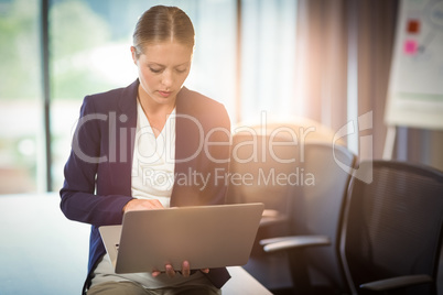 Businesswoman using laptop