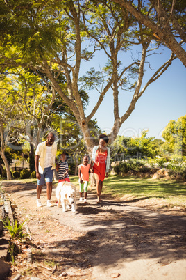 Happy family walking together