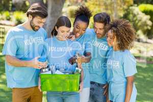 Group of volunteer holding box