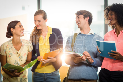 Business people holding files