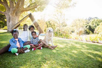 Happy family posing together