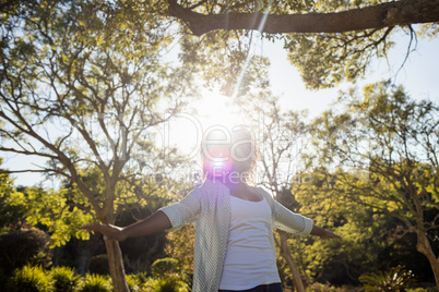 Happy woman enjoying sun