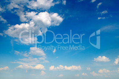 blue sky and white cumulus clouds