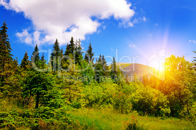 beautiful mountain landscape and sunrise