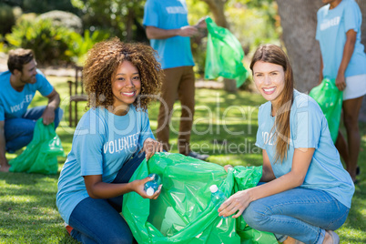 Group of volunteer collecting rubbish