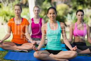 Women practicing yoga