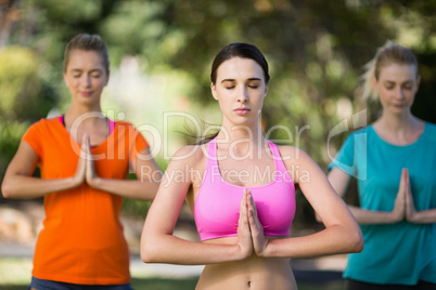 Women practicing yoga