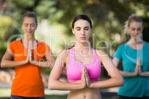 Women practicing yoga