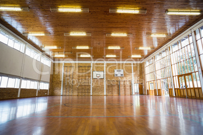 Interior of school gym hall