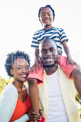 Happy family posing together