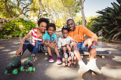 Happy family posing together