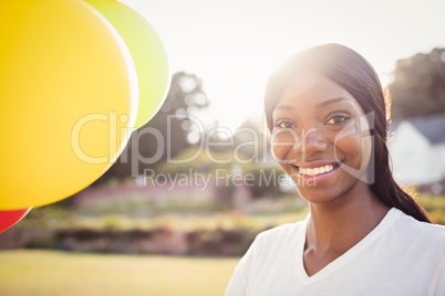 Happy woman posing alone