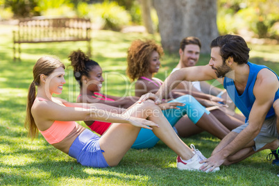 Group of friends exercising