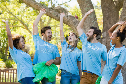 Group of volunteer having fun