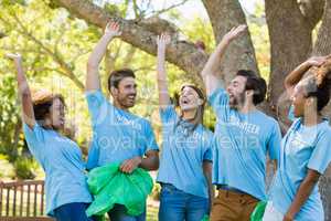 Group of volunteer having fun