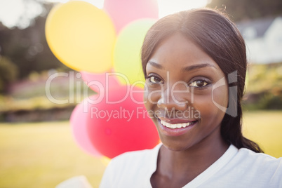 Happy woman posing alone