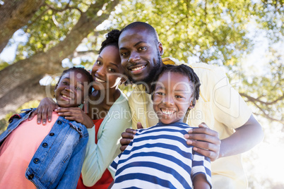 Happy family posing together