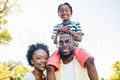 Happy family posing together