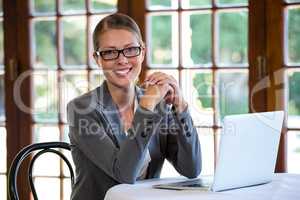 Woman using a laptop