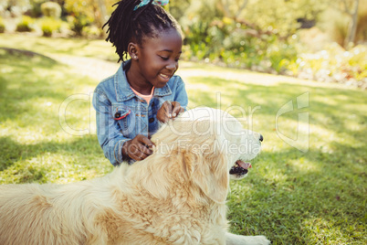 Girl posing with her dog