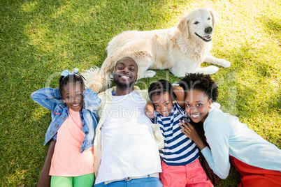 Happy family posing together