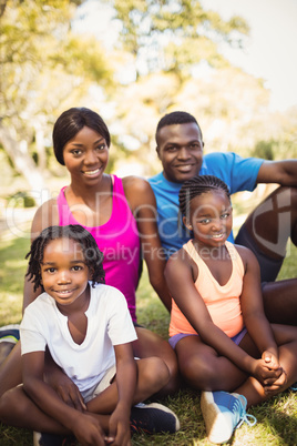 Happy family posing together