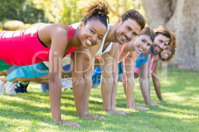 Portrait of group of friends exercising