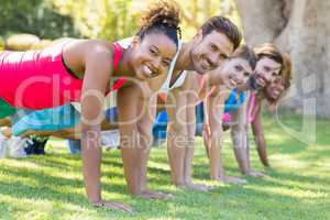 Portrait of group of friends exercising