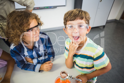 Kids posing in laboratory