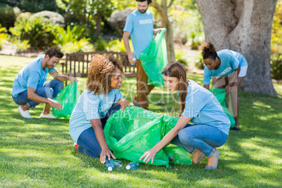 Group of volunteer collecting rubbish