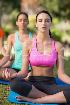 Women practicing yoga