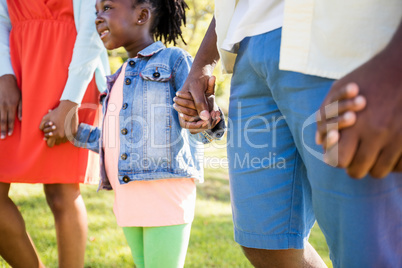 Focus on hands with family