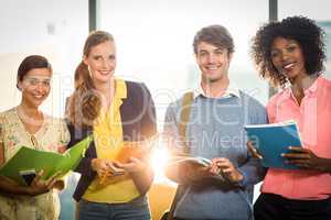 Business people holding files