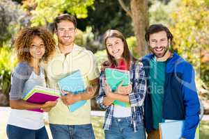 Portrait of college friends with the notes