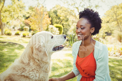 Woman posing with her dog