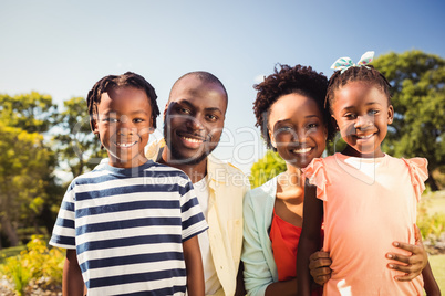 Happy family posing together