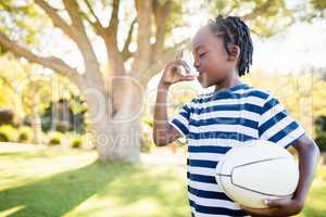 Focus on child holding an object